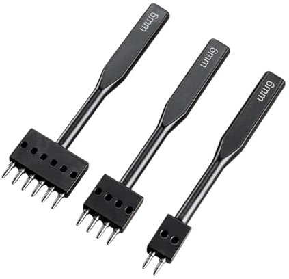 Harilla Kit de perforadora de cuero, cincel de costura de agujero redondo, accesorios de perforación, herramientas de trabajo de cuero para manualidades, 6mm