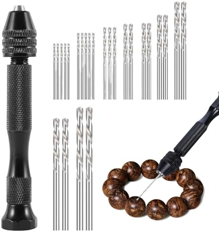 Taladro Manual para Miniaturas,Juego de Brocas Pequeñas - Brocas helicoidales para hacer joyas pequeñas - Pequeña artesanía manual, broca helicoidal resistente para perforar agujeros y tareas de graba