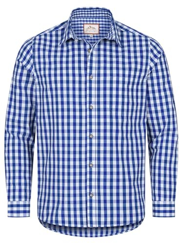 Steigenhöfer Manufaktur Camisa tradicional de manga larga para hombre, basti, combinable con traje regional, camisa tradicional para hombre para Oktoberfest Wiesn y otras festividades, azul, M