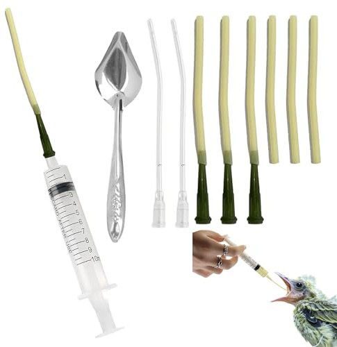 HAOBIN Tubo para Alimentar Pájaros Jóvenes Jeringa de Alimentación para Pájaros Alimentador de Manguera Jeringa de 10 ml Accesorios para Palomas Alimentador de Comida y cucharas para Cuidar Aves (A)