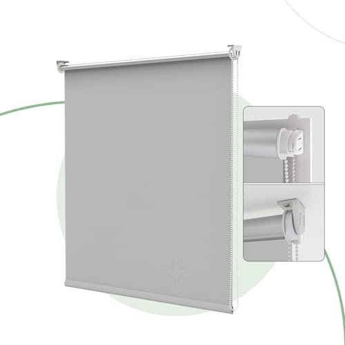 HOMEDEMO Verdunklungsrollo ohne Bohren, Verdunkelungsrollo Klemmfix, Klemmrollo Fensterrollo Sonnenschutz und Sichtschutz, Rollos für Fenster & Tür,Hellgrau,B101 x H170 cm