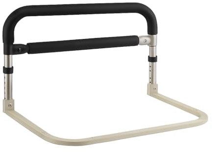 Aufstehhilfe Bett für Senioren, Bettgriff Aufstehhilfe, Höhenverstellbarer Bett Einstiegshilfe 64x55x36.5~43.5Cm, Bettgitter Rausfallschutz Für Ältere, Behinderte, Schwangere Frauen, Schwarz Weiß