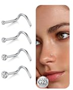 LAURITAMI 4 Pezzi 20G Piercing Naso Titanio, 1,5 mm 2 mm 2,5 mm 3 mm Piercing Naso Brillantino in Argento a Forma di Vite G23 Titanio Gioielli per Donna Uomo