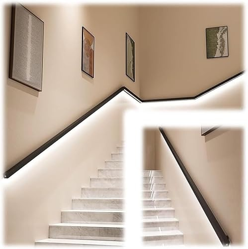KjoiDWz Pasamanos para pasamanos para escaleras interiores, pasamanos para escaleras LED, barra de apoyo para pared del pasillo de la Villa con sensor de movimiento y pasamanos iluminado (1,5 m)