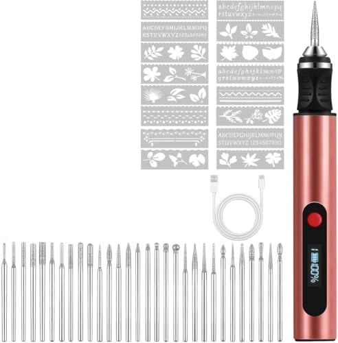 Yzzthumss Mit 30 -Bit -Stift für Den Elektrischen Graveur zum Schnitzen Von Perlen, Glas und Plastik