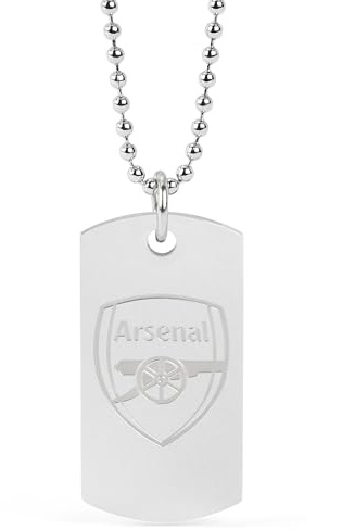Officially Licensed Football Supporters Crest Dog Tag Necklace, Stainless Steel Ball Chain, Men's Fan Gift