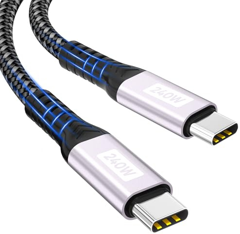 Câble USB-C vers USB-C,0,5m 240W charge rapide PD 5 A,gaine en nylon Compatible avec iPhone 17/16/15 Pro Max/Pro/Plus,Samsung Galaxy S24/S23/S22,MacBook Pro/Air,iPad,Huawei et Pixel