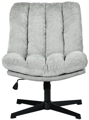 MEUBLE Cosy Sessel 360° Drehbar Loungestuhl mit höhenverstellbar Wippfunktion Lehnstühle Relaxsessel Polsterstuhl für Schlafzimmer Wohnzimmer, Stoff, Grau