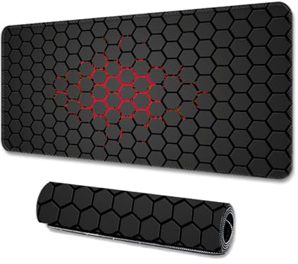 XSDSLS Gaming Mouse Mat, Large Mouse Pad 900x400 XXL mousepad Anti-Fray Stitched Edges, Non-Slip Rubber Base,Keyboard Desk Pad, Improved Precision and Speed, Black (900 * 400 RED)