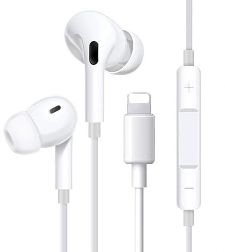 Écouteurs filaires pour iPhone [Certifié MFi] Hi-Fi stéréo réduction du bruit Microphone intégré et contrôle du volume Compatible avec iPhone 14/13/12/11/XR/XS/X/8/7/SE/Pro Max