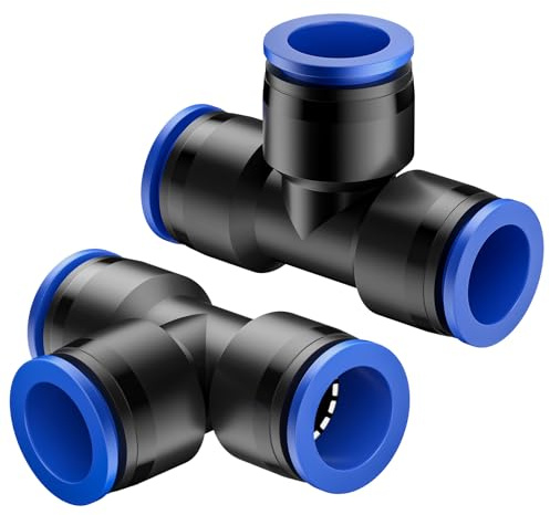 Pawfly 15 Pcs Quick Connect 16 mm Drip Irrigation Tee Fittings for 1/2 Inch Irrigation Tubing (12.7 mm ID x 15.8-16 mm OD), Push-to-Fit 3-Way Tee Connectors, Anti-Leak Drip Irrigation Parts