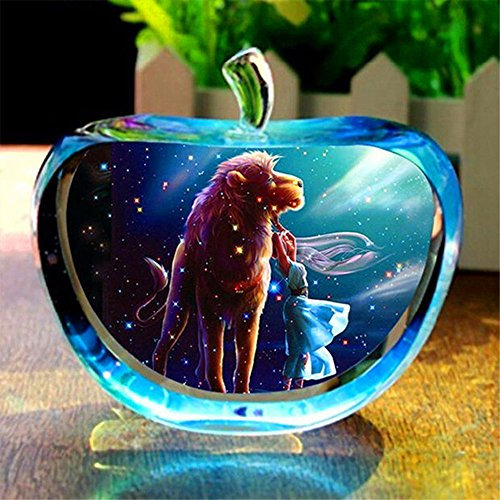 qianyue 12 Konstellation Klar Seltenes Kristallglas Apfel Modell Figuren Papiergewichte Natursteine und Mineralien Foto Kristalle für Wohnkultur (Löwe)