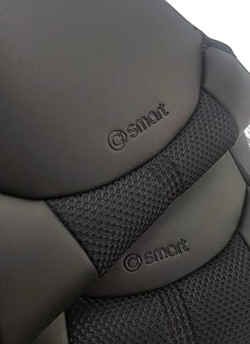 Top Car Athens || 1+1 Autositzbezüge | Kunstleder und Synthetischem | 100% Passgenau, Kompatibel mit SMART FORTWO 2007-2014 999cc (451) | Sitzbezügesets | Farbe Schwarz