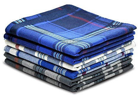 Zenssia Pure Cotton Men's Soft Handkerchiefs Assorted Color Pack of 6 Gift Set