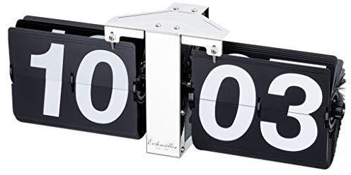 Eichmüller since 1950 Deko Flip Uhr - Tischuhr - Silber schwarz
