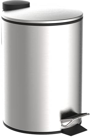 EISL Poubelle de salle de bain (3 litres) en acier inoxydable, couvercle avec système d'abaissement automatique, poubelle hygiénique amovible