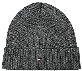 Tommy Hilfiger Herren Pima Cotton Beanie Hut, Charcoal Gray, Einheitsgröße EU