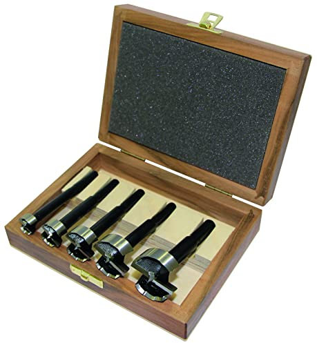 Black Shark Pro Forstnerbohrer Set 5 tlg., Ø 15-20-25-30-35 mm, Länge 90 mm, in einer Holzkassette