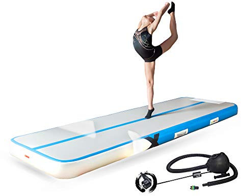 YouAre Air Track Matte 15 cm Höhe AirFloor Trainingsmatte 3M Blau AirTrack Tumbling Mat Aufblasbar Gymnastikmatte mit Luftpumpe (Blau, 3M)