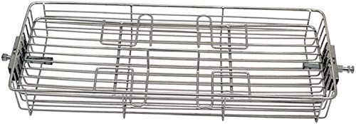 Rotisserie Basket Stainless Steel Flat Spit Rotisserie Grill Basket Electric Oven Baking Tray Grill Rotating Drum Air Fryer Accessories for Fish Meat Peanuts Baking,31.6X12.6X5cm