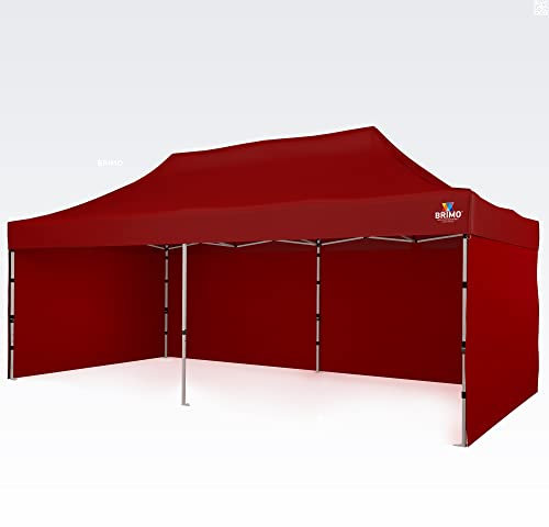 BRIMO Zelt zelte 100% Wasserdicht mit 3 Seitenteilen - 5 Jahre Garantie (3x6 m, Rot)