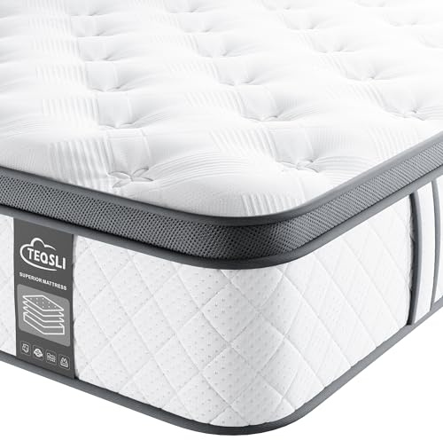 TeQsli 3FT Single Mattress 10 Inch Gel Memory Foam Pocket Spring Hybrid Mattress Medium Firm Orthopedic - Edge Support & OEKO-TEX Certified in a Box 90x190x25cm