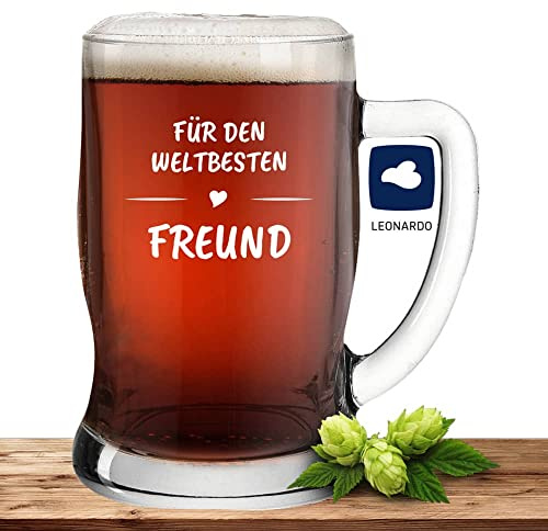 Deitert Leonardo Bierseidel Bester Freund - Bierkrug 0,5l mit Laser-Gravur - Geschenk zum Geburtstag, Weihnachten, Motiv Weltbester Freund