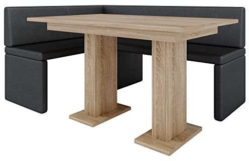 FURNISTAR Eckbank Akiko mit Tisch - Eckbankgruppe für Ihrem Esszimmer, Küche modern, Sitzecke, Essecke. Perfekt für Küche, Büro und Rezeption. Solide und Starke Verarbeitung (Soft 11, 196x142 rechts)