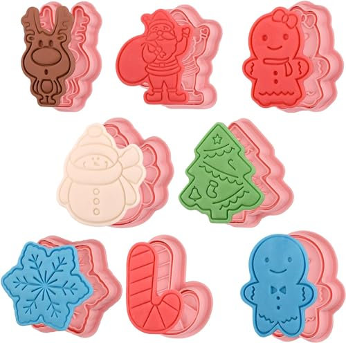 Lot de 8 Noël Emporte-pièces Moule, 3D Emporte Pièces Noël, Emporte Pièce Noël, Ensemble d'emporte Pièces Decoupoir Patisserie pour DIY Fondant Biscuit Cookie