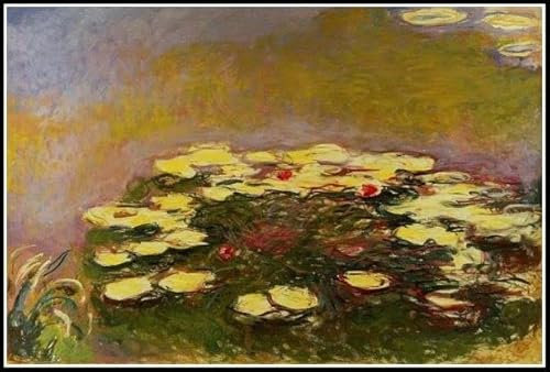 Water Lilies Painting by Claude Monet Diamond Painting Kits for Adults, 5D Crystal Diamonds Art with Accessories Tools, Picture DIY Art Craft for Home Décor Gift
