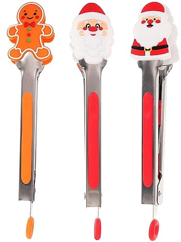 UPKOCH 3 Pz Elementi Essenziali Della Cucina Pinze Portata Natalizie Spatola in Acciaio Inossidabile Pinza Per Pasta Pinze Per Zucchero Silicone Domestico Cubetti Di Ghiaccio