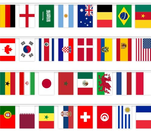 200 Länderfahnen, internationale Flaggen, Girlande 58M, Weltflagge Flagge 14 x 21 cm für Bar-Dekorationen