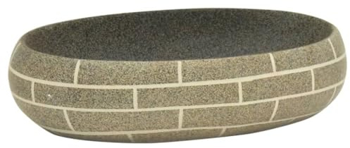 vidaXL Aufsatzwaschbecken, Oval Waschbecken mit Muster, Handgefertigt Waschtisch Waschschale für Badezimmer, Handwaschbecken Spülbecken, Mehrfarbig 59x40x15 cm Keramik