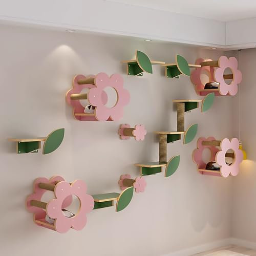 Pucaru Blumenförmige Katzen Wand Klettern,wandmontierte Wandpark für Katzen, Katzenregale für Wände, Katzenhaus und Katzenstufen (Color : Style2)