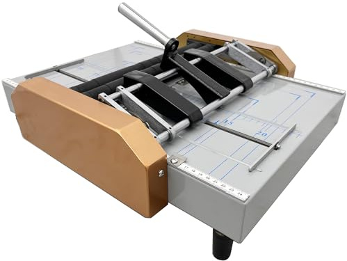 HQHAOTWU Booklet Binding Machine Automatic Booklet Maker Paper Folding and Binding Machine Booklet Stapling Device Mobile Booklet Folding Binding Machine with Two Staplers Adjustable Side Guides 110V
