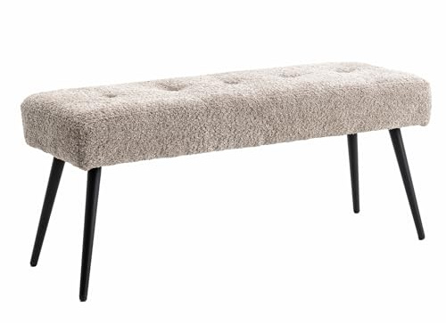 Sitzbank BOUTIQUE - 100cm - champagner greige - Bouclé Metall-Beine | montiert geliefert, hohe Belastbarkeit, hoher Komfort, pflegeleicht, stabiles Gestell, Industrial Design, höhenverstellbar