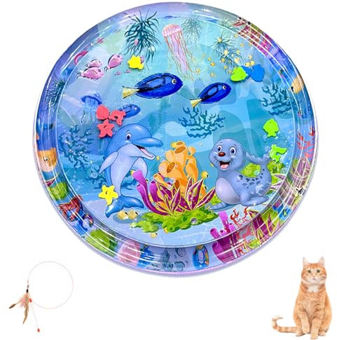 Generisch Water Sensory Mat, Water Sensor Play Mat, Water Sensory Play Mat Cat, Cool Comfort Thickened Water Sensory Playmat for Pet Play Summer (1 pcs J, 105cm*105cm)