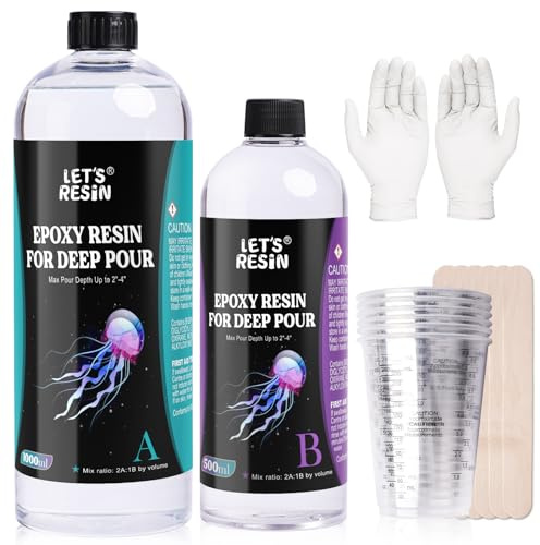 LET'S RESIN Deep Pour Epoxy Resin, 1.5L Crystal Clear & Bubble Free Epoxy Resin Kit for DIY, Art, River Table, Wood, Flower Preservation, Mould Casting