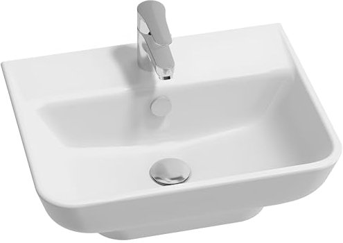 Lavabo Struktura 50cm, non meulé pour installation sur colonne ou suspendu, Blanc