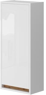Vicco Badschrank Detmold, Weiß Hochglanz/Goldkraft Eiche, 81.6 x 35 cm | mit Tür, zur Wandmontage geeignet und kombinierbar mit Detmold-Serie