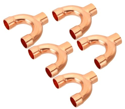 PATIKIL 1/2 Inch ID Copper Fitting, 5 Pcs 3 Way Y Type 99.9% Pure Copper Pipe Fitting Welding Connection for HVAC Air Conditioning Plumbing Refrigeration Pipe