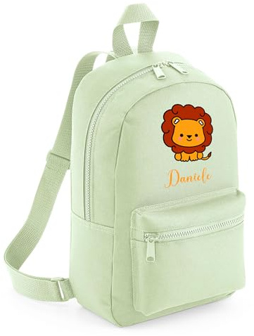Infants - Zainetto Personalizzato con Nome e Disegno per Bambino e Bambina - Tessuto Impermeabile - Chiusura a Cerniera - Adatto come zainetto per l'asilo e giornaliero - (Verde pastello)