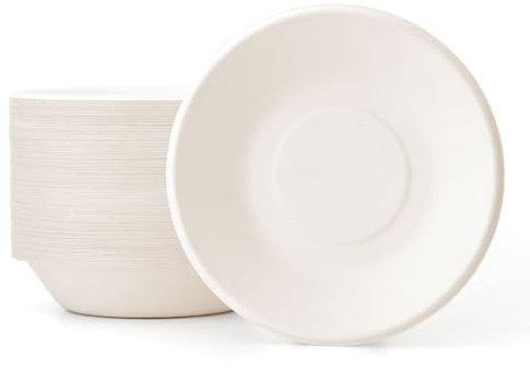marketcaffe Set di 500 Piatti Fondi in Polpa di Cellulosa Biodegradabili e Compostabili - Eco-Friendly e Resistenti, Ideali per Eventi e Feste - 21 CM
