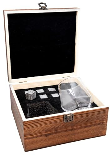 Vin Bouquet FIA 1366 set whisky scatola legno con pietre refrigeranti e bicchieri vetro accessori whisky regalo