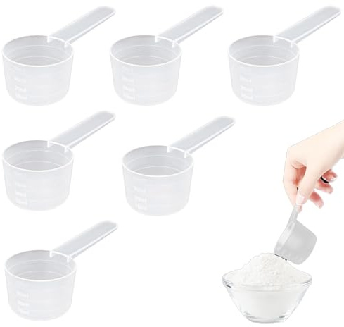 6 Pcs Measuring Scoop, Washing Powder Scoop, Transparent Plastic, 10ml, 20ml,30ml, Clear Graduation, 40ml Scoop for Powder, Reusable for Milk Powder,Protein Powder,Flour,Kitchen Supplies