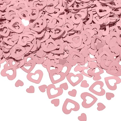 SoeUyd hjärtkonfetti, konfetti, jul, glitterkonfetti, hjärtdekoration, konfetti födelsedagsdekoration, konfettidekorationer för årsdag, födelsedag, jul, alla hjärtans dag dekorationer (roséguld)