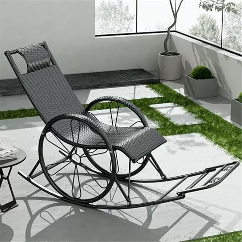 Leisure Rocking Chair,Leisure Chair，PE Rattan Rocking Chairs,Zero Gravity Patio Chaise,All-Weather Wicker Rocker Chair with Steel Frame, Smooth Rocking Swing Glider Chair, for Porch Backyard