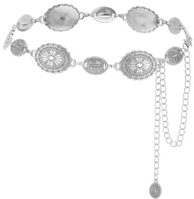 Manfnee Western Metall Concho Gürtel für Frauen Cowgirl Kettengürtel für Kleider Jeans Country Konzert Outfit