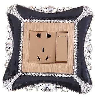 FYPERTY Lichtschalter-Umrandungsaufkleber 4/5/6 stücke Kreative Harz Licht Schalter Abdeckung Staub-Proof Surround Buchse Rahmen Wand Aufkleber Hause Dekoration(Black-Silver,5pcs)