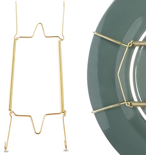 Appendini per pareti,Piastra da parete Appendini Piatto Holder | Espandibile 27-32 cm, finitura in ottone antiruggine, tubi in plastica antigraffio, facile installazione con gancio e chiodo